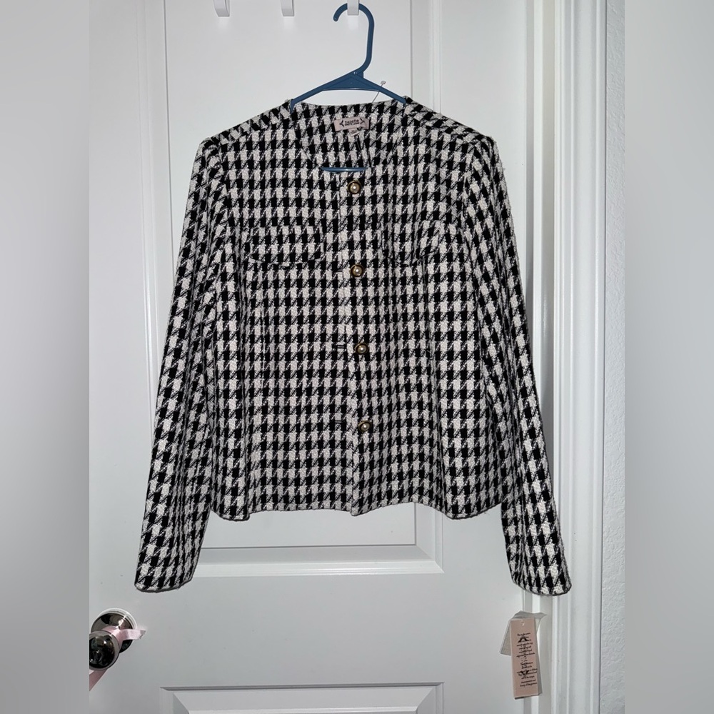 Nanette Lepore - Houndstooth black & white blazer - size medium